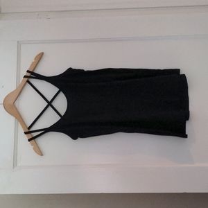 Black long length tank top